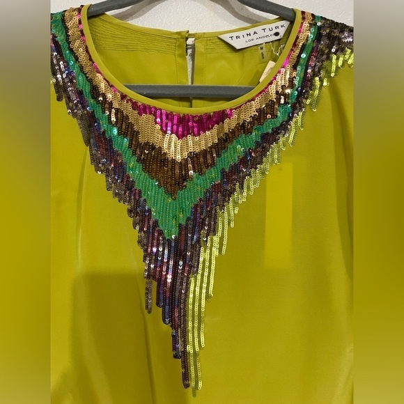 Trina Turk embellished sequin 100% silk sleeveless top NWT - Picture 3 of 5